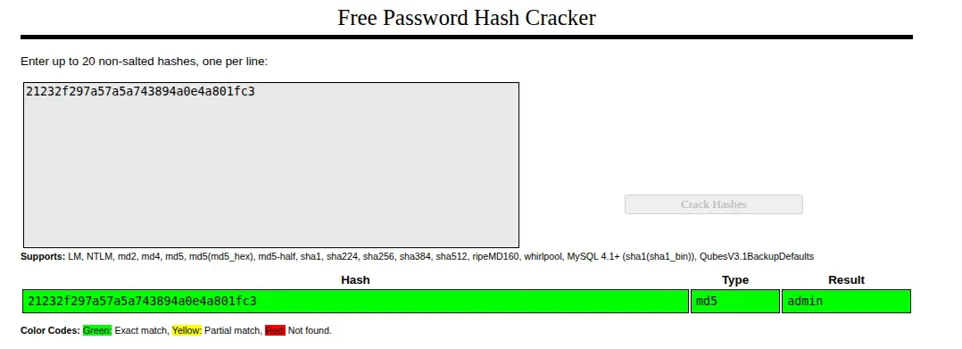CrackStation lookup result