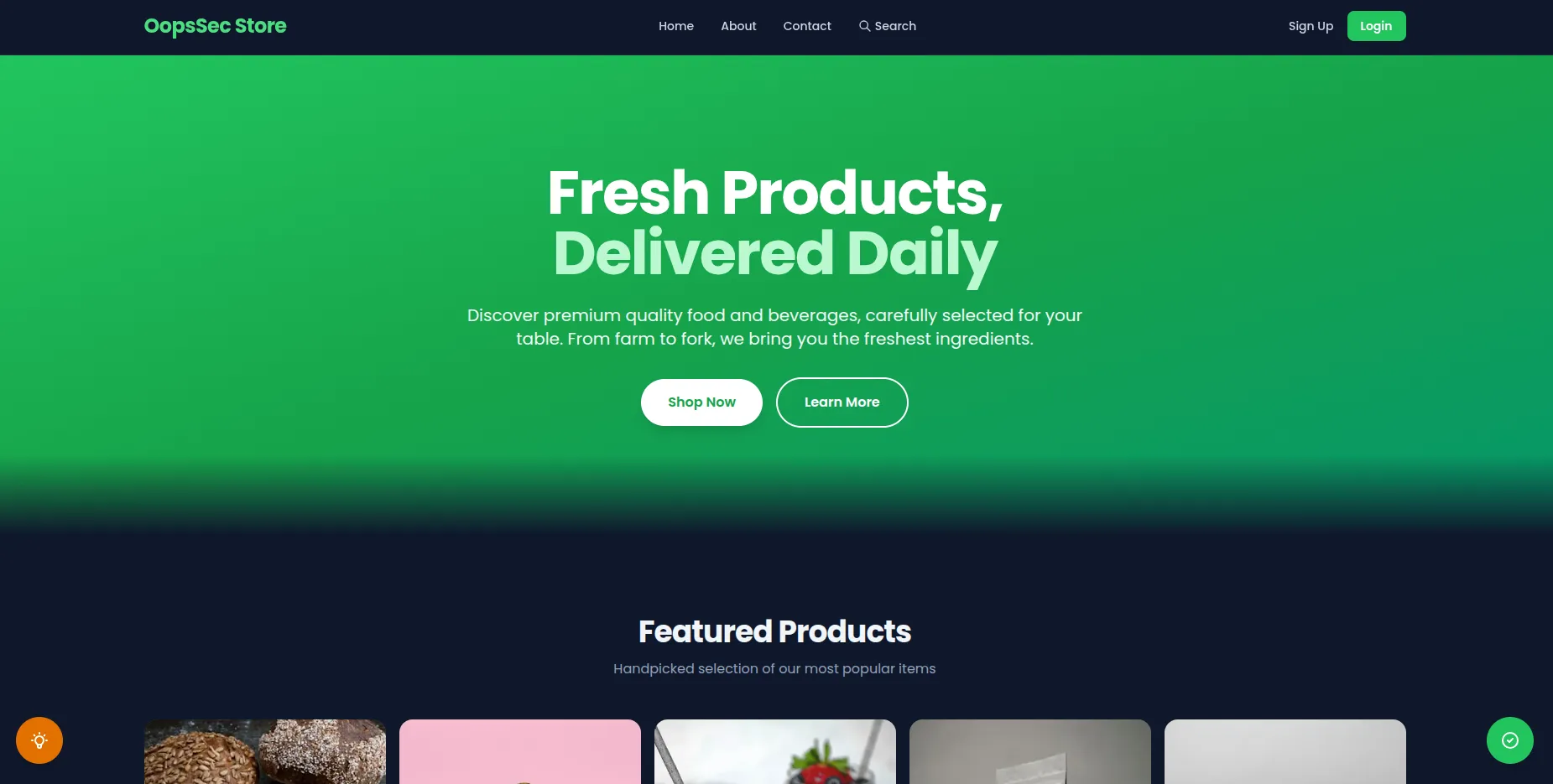 OopsSec Store homepage interface