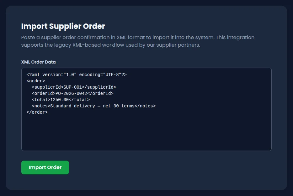 Import Supplier Order