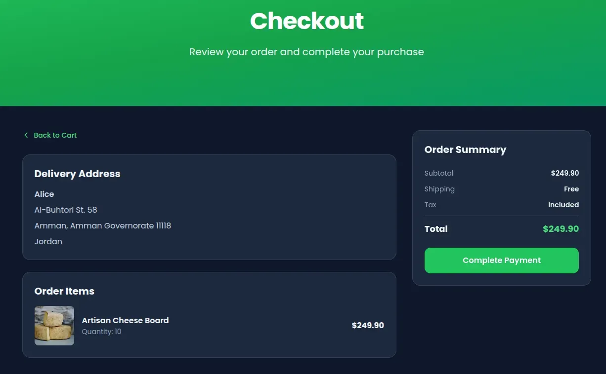 Product page showing item to be added to cart