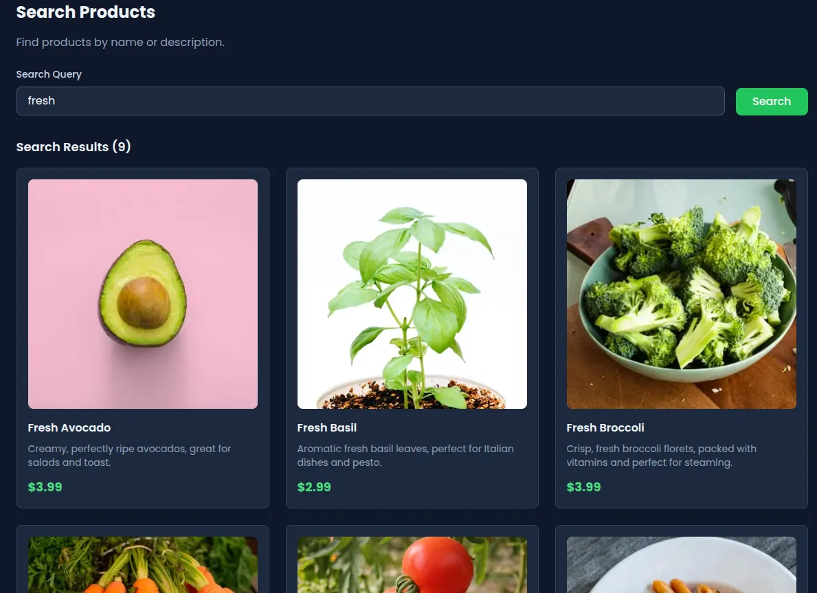 Product search input field